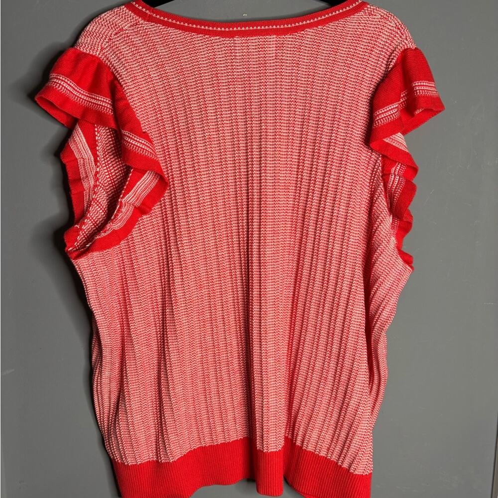 Red Knit Scoop Neck Women's Sweater Top - Picture 6 of 7